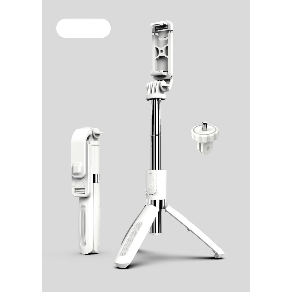 Selfie Stick Tripod Combo with Bluetooth Remote - White
