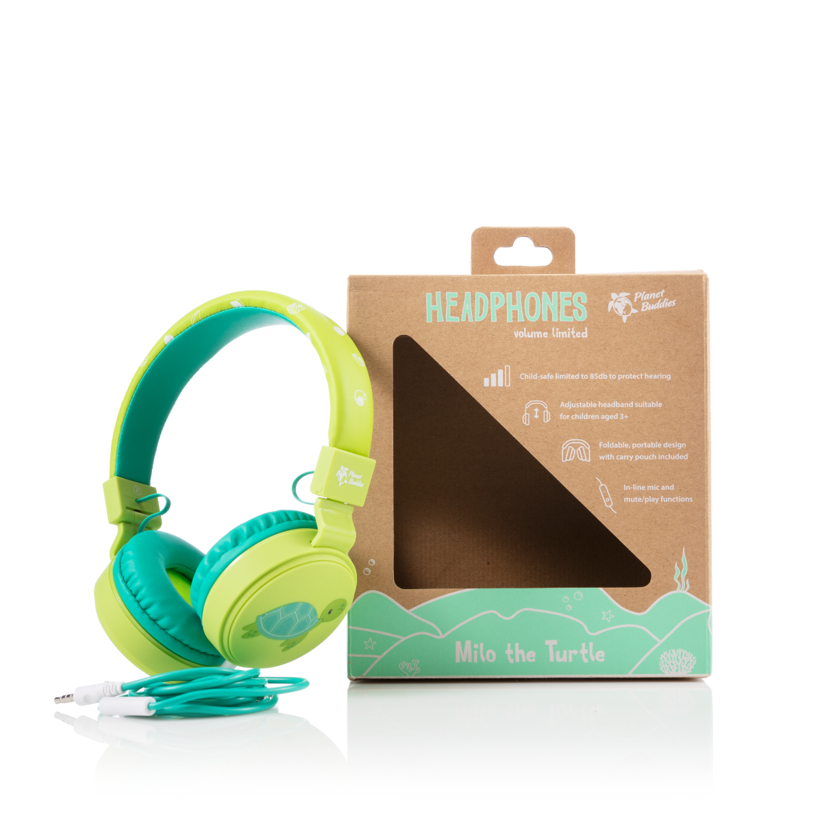 Milo the Turtle Wired Headphones Green
