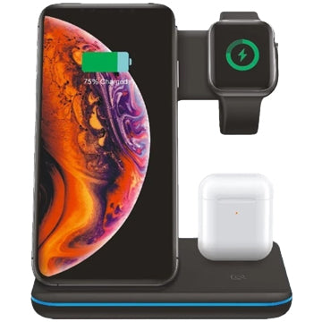 3 in 1 Wireless Charging Dock Station - Black