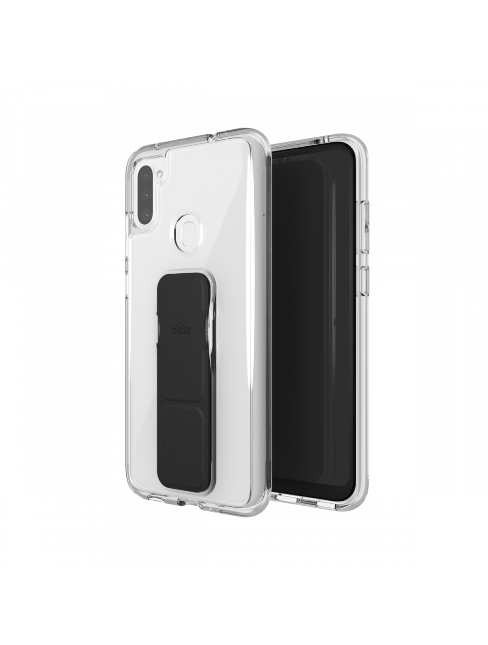Clear Phone Stand and Grip Case Galaxy A11 - Black