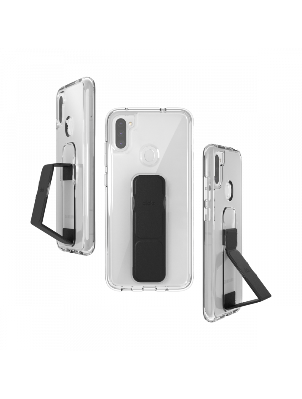Clear Phone Stand and Grip Case Galaxy A11 - Black