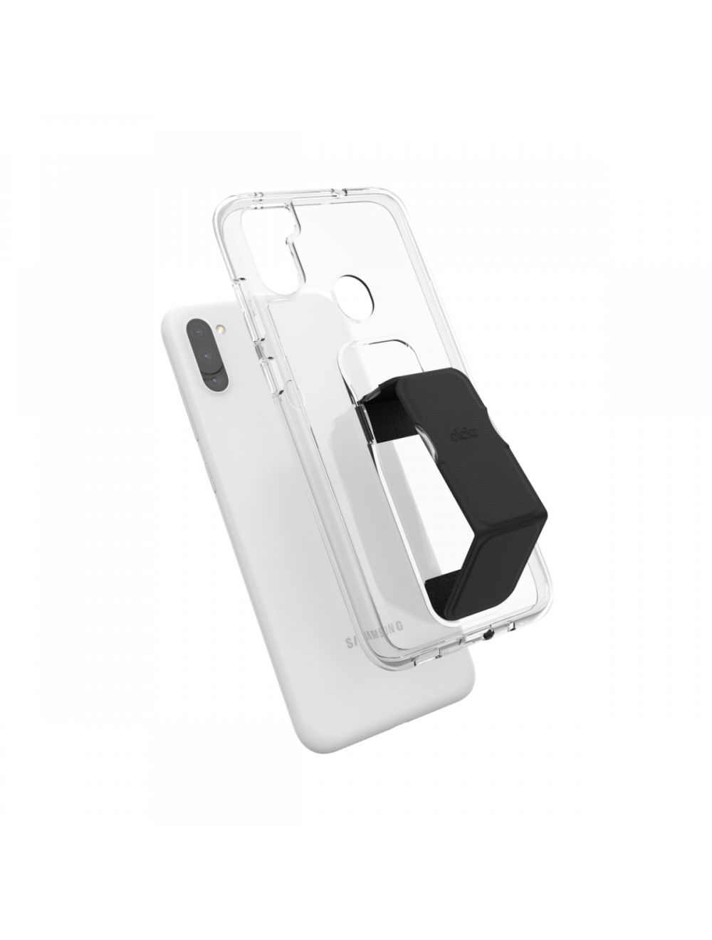 Clear Phone Stand and Grip Case Galaxy A11 - Black
