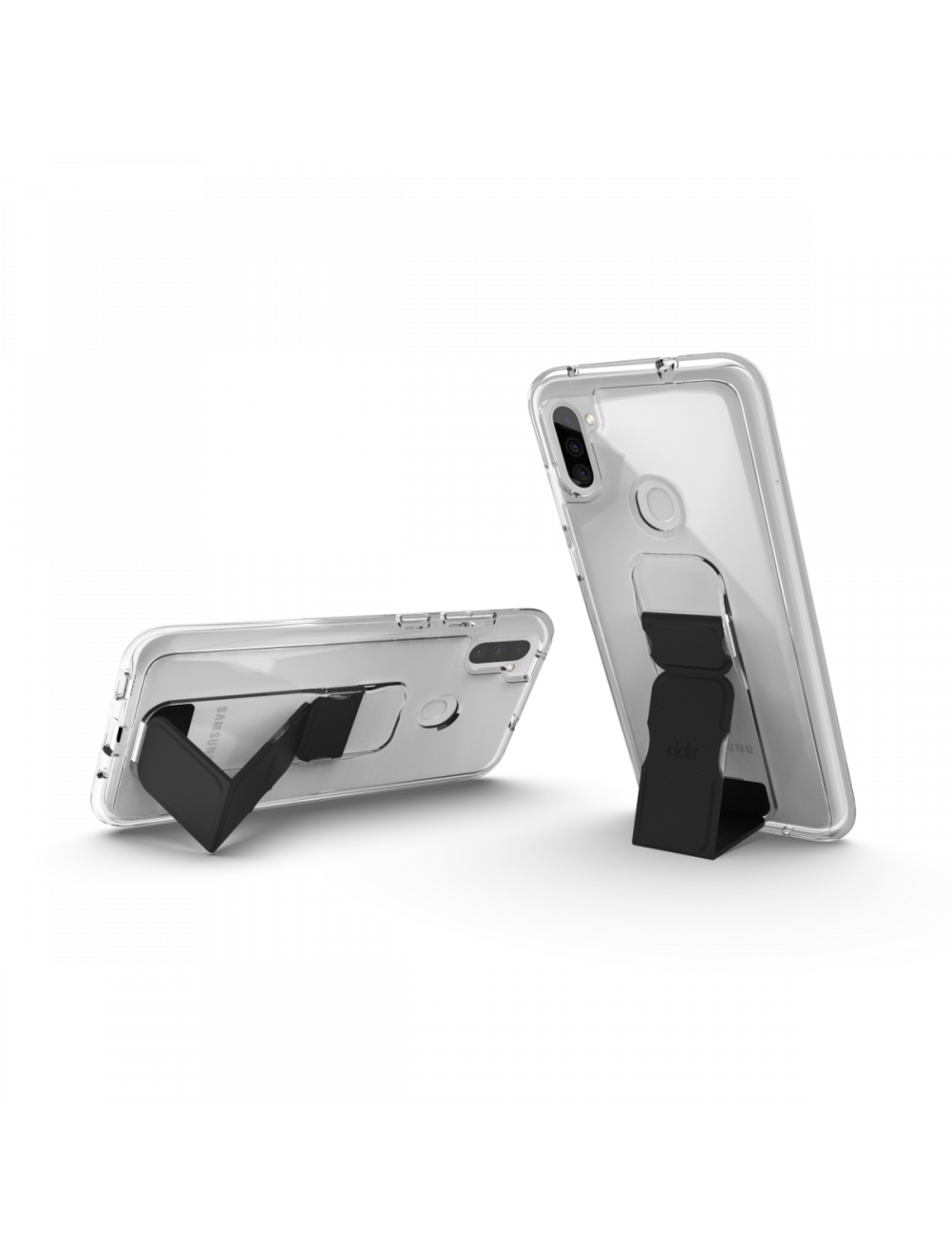 Clear Phone Stand and Grip Case Galaxy A11 - Black