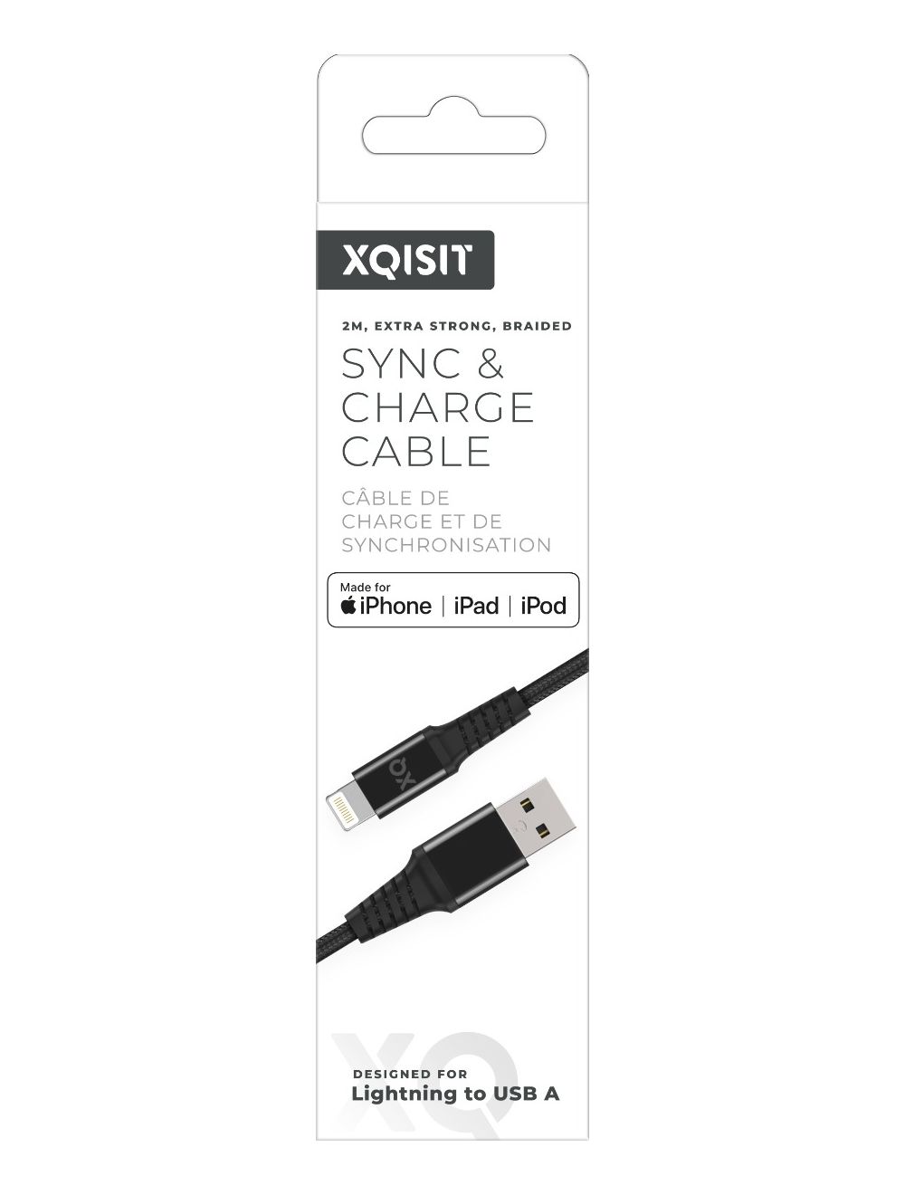 Braided Lightning to USB A 200cm Black