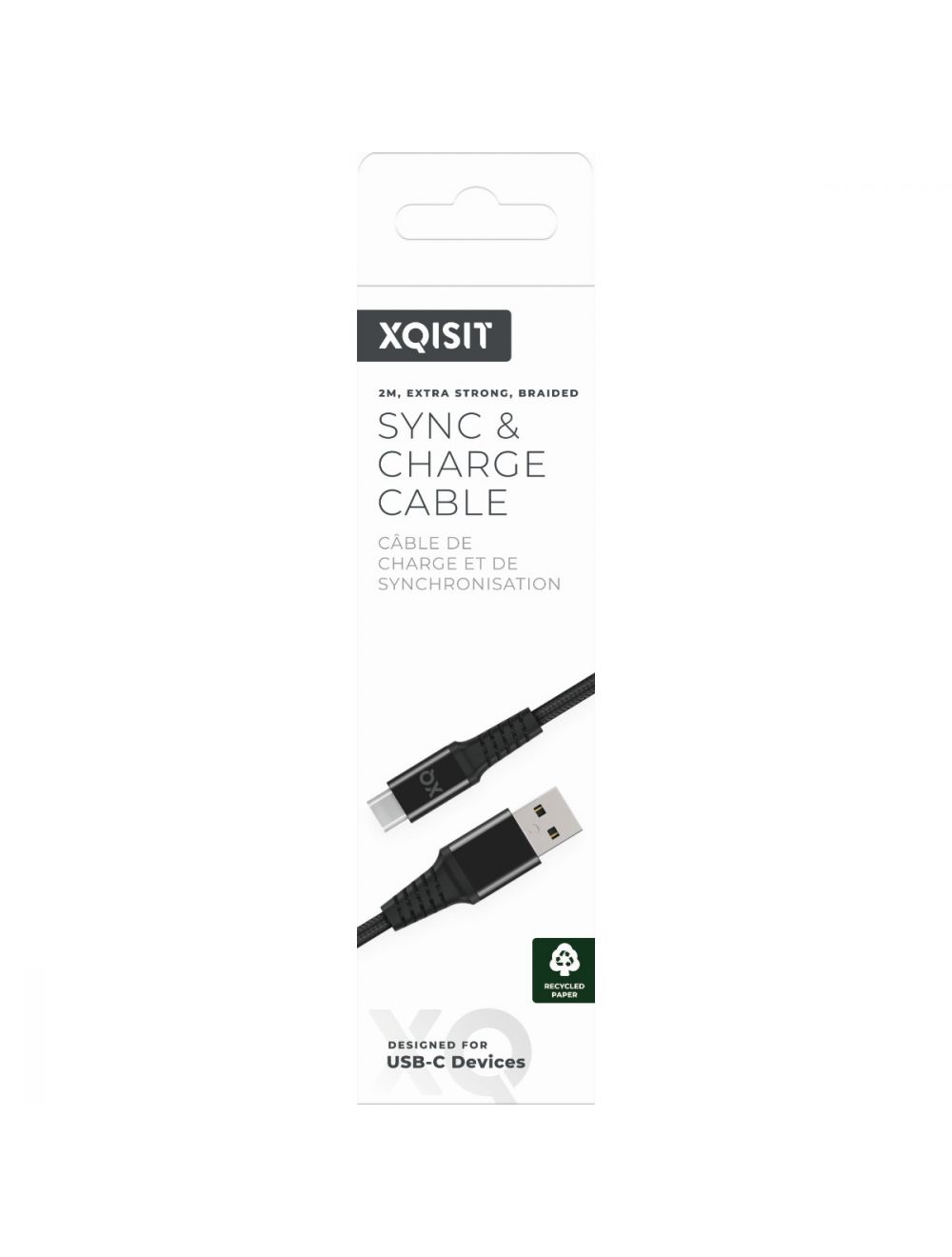Braided USB C 3.0 to USB A 200cm Black