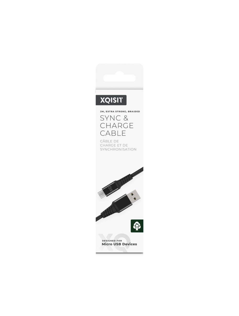 Braided microUSB to USB A 200cm Black