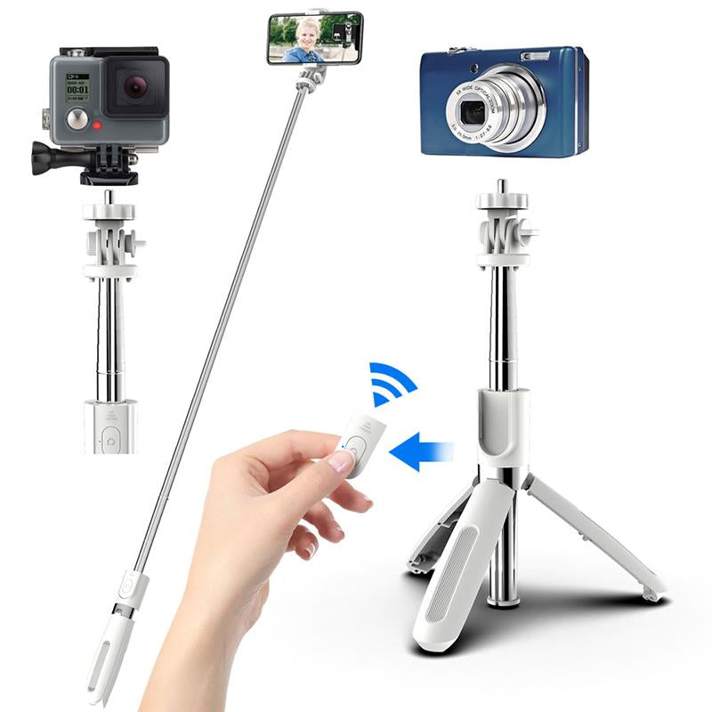 Selfie Stick Tripod Combo with Bluetooth Remote - White