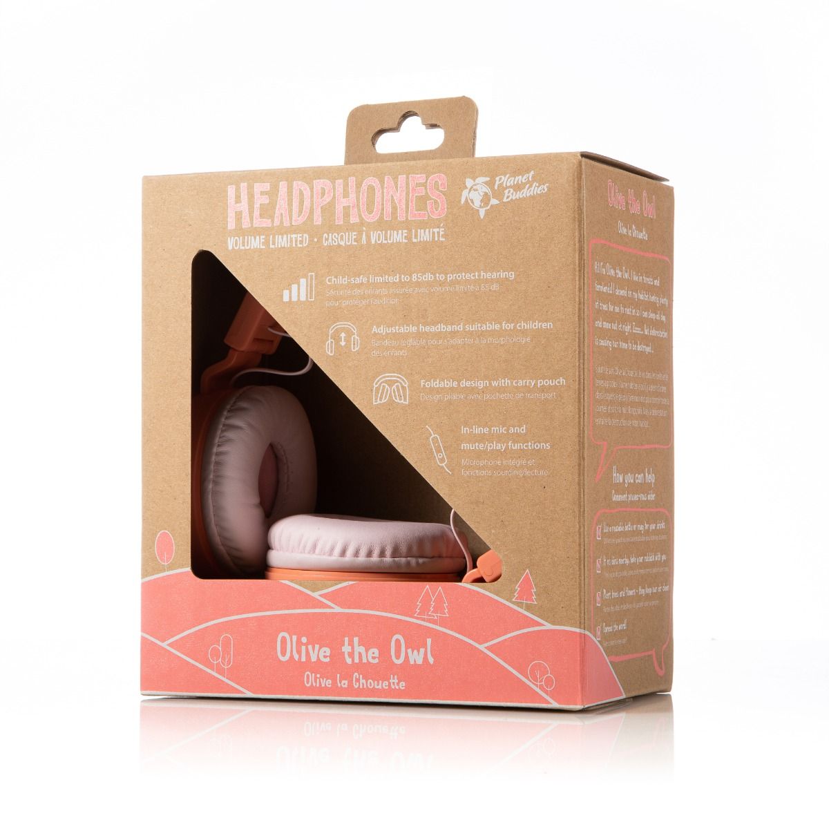 Olive the Owl Wired Headphones Pink