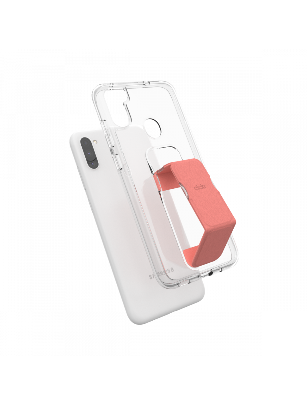 Clear Phone Stand and Grip Case Galaxy A11 - Coral