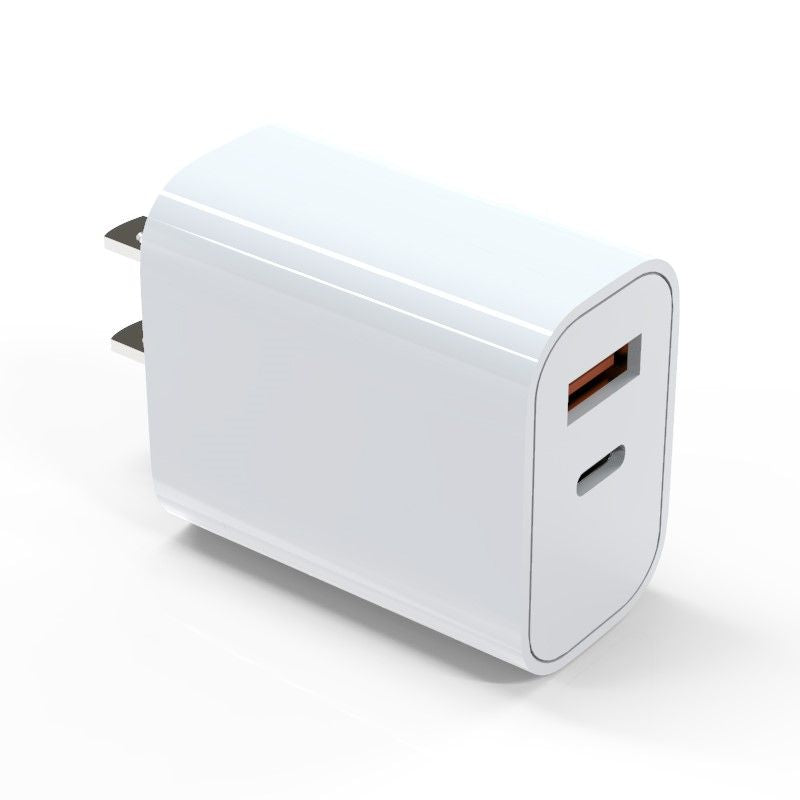 Dual Port USB & Type C Wall Charger - White