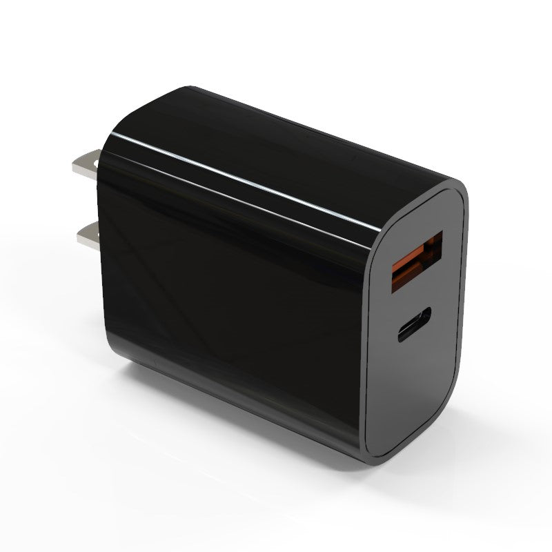 Dual Port USB & Type C Wall Charger - Black