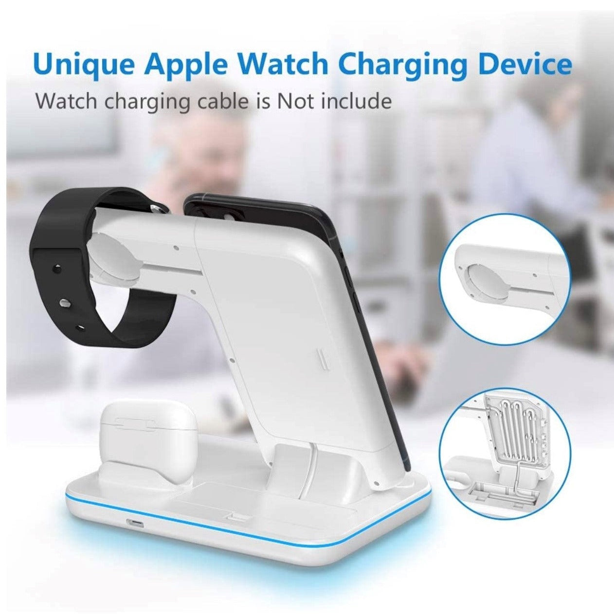3 in 1 Wireless Charging Dock Station - White